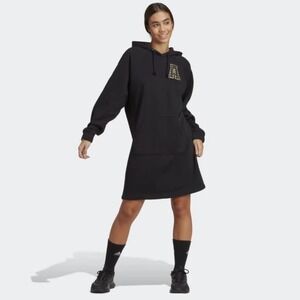 Adidas Women All SZN x Logomania Hoodie Dress Black IJ7284 Size M Athleisure